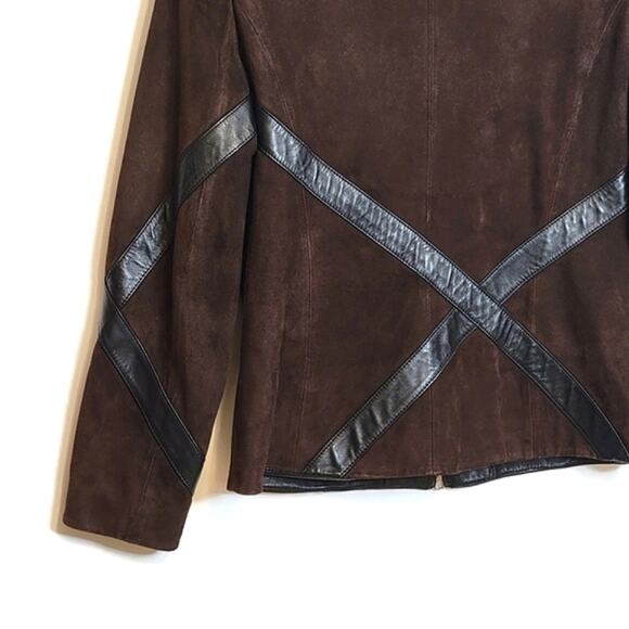 Nordstrom Studio 121 Brown Suede Leather Jacket Zip Front Long Sleeve Chic S - Picture 11 of 16